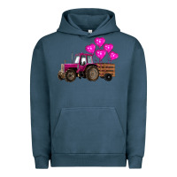 Pigment Midnight Navy valentines day pink tractor with pink heart balloo Urban Hoodie - RanaPortraitStore
