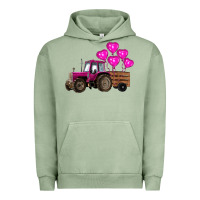 Pigment Oil Green valentines day pink tractor with pink heart balloo Urban Hoodie - RanaPortraitStore