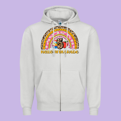 Back To School Rainbow Hello Fifth Grade Zipper Hoodie Designed By Adodesignshop