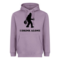 Lavender bigfoot sasquatch i drink alone Heavyweight Hoodie - artisFamous
