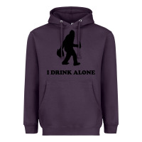 Plum bigfoot sasquatch i drink alone Heavyweight Hoodie - artisFamous