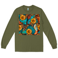 Army Green western cowboy boot seamless pattern Long Sleeve Tee - BundleAndBundleShop