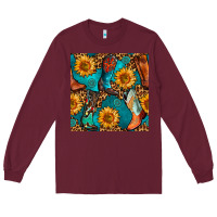 Burgundy western cowboy boot seamless pattern Long Sleeve Tee - BundleAndBundleShop