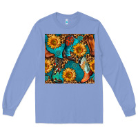 Colony Blue western cowboy boot seamless pattern Long Sleeve Tee - BundleAndBundleShop