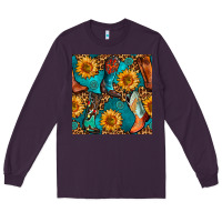 Plum western cowboy boot seamless pattern Long Sleeve Tee - BundleAndBundleShop