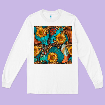 Western Cowboy Boot Seamless Pattern Long Sleeve Tee Designed By Bundleandbundleshop