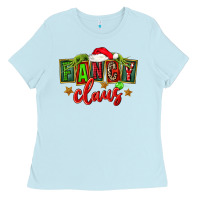 Baby Blue christmas fancy claus Ladies Tee - FaDigitalArtStudio
