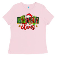 Bubblegum Pink christmas fancy claus Ladies Tee - FaDigitalArtStudio