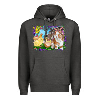 Charcoal Heather easter farm chicks and bunny Premium Hoodie - RanaPortraitStore