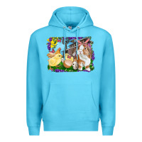 Ocean Blue easter farm chicks and bunny Premium Hoodie - RanaPortraitStore