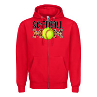 Red softball mom Zipper Hoodie - AdoDesignShop
