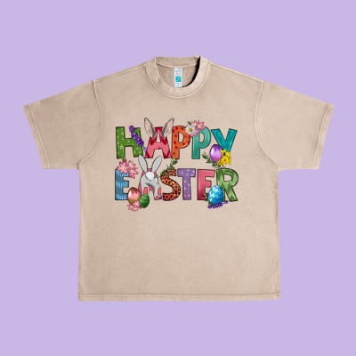 Western Happy Easter Urban Heavy Tee Designed By Bundleandbundleshop