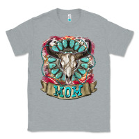 Heather Grey Mom Bull Skull Mother's Day Classic Tee - CowGirlArtShop