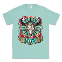 Seafoam Mom Bull Skull Mother's Day Classic Tee - CowGirlArtShop