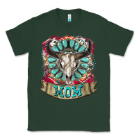 Sports Green Mom Bull Skull Mother's Day Classic Tee - CowGirlArtShop