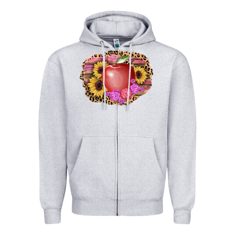 Apple Sunflower Back To School Background Zipper Hoodie by AdoDesignShop | Teevron