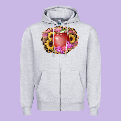Apple Sunflower Back To School Background Zipper Hoodie Designed By Adodesignshop