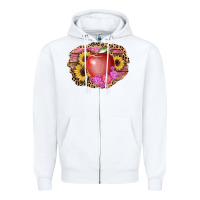 White apple sunflower back to school background Zipper Hoodie - AdoDesignShop