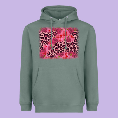Valentine's Day Roses Leopard Background Heavyweight Hoodie Designed By Jahusdesignshop