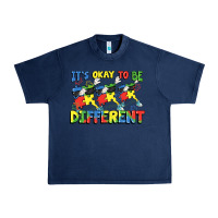 Navy It's okay to be different Autism Urban Heavy Tee - FaDigitalArtStudio