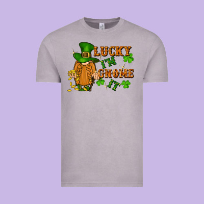 Lucky I'm Gnome It St. Patricks Day Vintage Tee Designed By Fadigitalartstudio