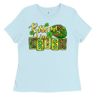 Baby Blue St. Patrick's Kiss me i am irish Ladies Tee - OliviaCreatesArt