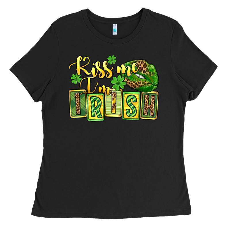 St. Patrick's Kiss Me I Am Irish Ladies Tee by OliviaCreatesArt | Teevron