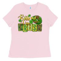 Bubblegum Pink St. Patrick's Kiss me i am irish Ladies Tee - OliviaCreatesArt