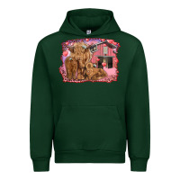 Forest Green valentines day mama cow and baby cows Urban Hoodie - RanaPortraitStore
