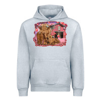 Heather Grey valentines day mama cow and baby cows Urban Hoodie - RanaPortraitStore