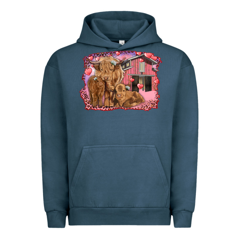 Valentines Day Mama Cow And Baby Cows Urban Hoodie by RanaPortraitStore | Teevron