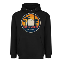 Black santa monica california Heavyweight Hoodie - artisFamous