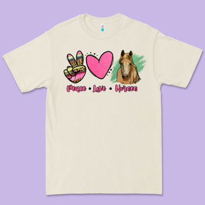 Peace Love Horses Premium Tee Designed By Ranaportraitstore