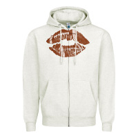 Oatmeal Heather football lips Zipper Hoodie - AdoDesignShop