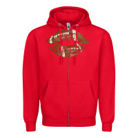 Red football lips Zipper Hoodie - AdoDesignShop