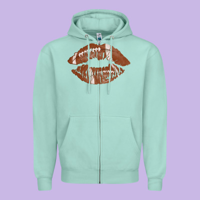 Football Lips Zipper Hoodie Designed By Adodesignshop