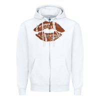 White football lips Zipper Hoodie - AdoDesignShop