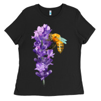 Black honey bee with lavender fa element Ladies Tee - FaDigitalArtStudio