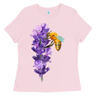 Bubblegum Pink honey bee with lavender fa element Ladies Tee - FaDigitalArtStudio
