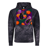 Cloud Black witchy cat and pumpkins seamless paternal Vintage Hoodie - BundleAndBundleShop