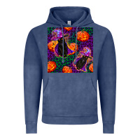 Vintage Denim witchy cat and pumpkins seamless paternal Vintage Hoodie - BundleAndBundleShop