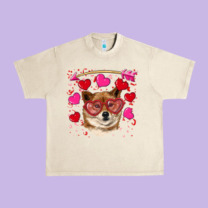 Valentine's Shiba Inu Urban Heavy Tee Designed By Ranaportraitstore