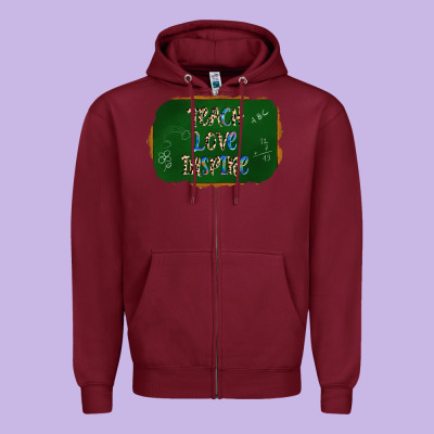 Teach Love Inspire Chalkboard Zipper Hoodie Designed By Adodesignshop