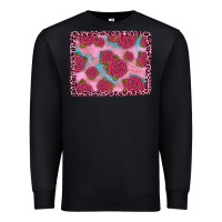 Black pink rose leopard background Premium Sweatshirt - JahusDesignShop