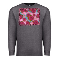 Charcoal Heather pink rose leopard background Premium Sweatshirt - JahusDesignShop