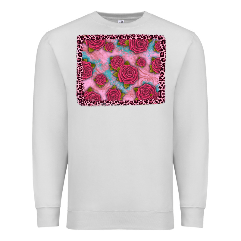 Pink Rose Leopard Background Premium Sweatshirt by JahusDesignShop | Teevron