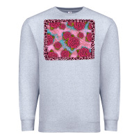 Heather Grey pink rose leopard background Premium Sweatshirt - JahusDesignShop