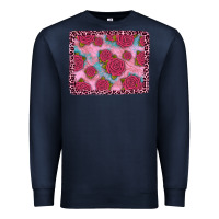 Navy pink rose leopard background Premium Sweatshirt - JahusDesignShop