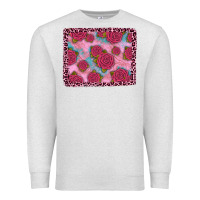 Oatmeal Heather pink rose leopard background Premium Sweatshirt - JahusDesignShop