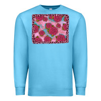 Ocean Blue pink rose leopard background Premium Sweatshirt - JahusDesignShop